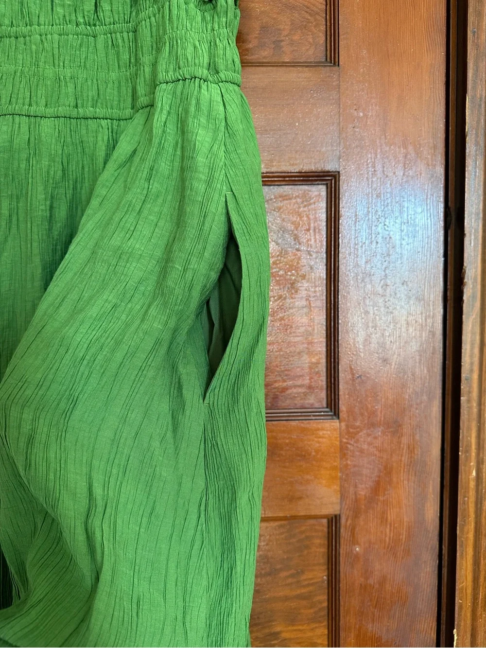 Abercrombie & Fitch Green Ruffle Strap Smocked Maxi Dress Size Large Vacation